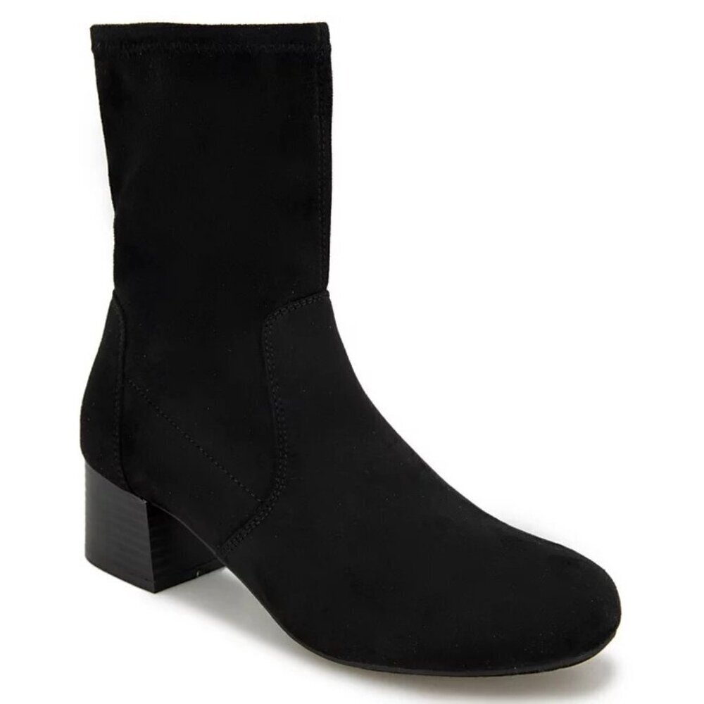 Kenneth Cole Reaction Womens Size 7.5M Road Stretch Block Heel Booties Black $99